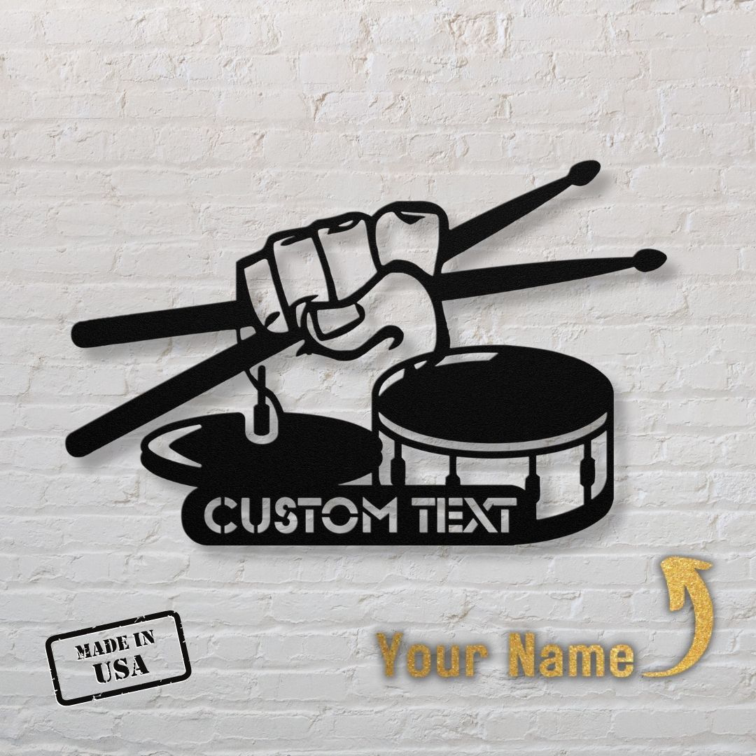 custom metal wall art drummer with custom name