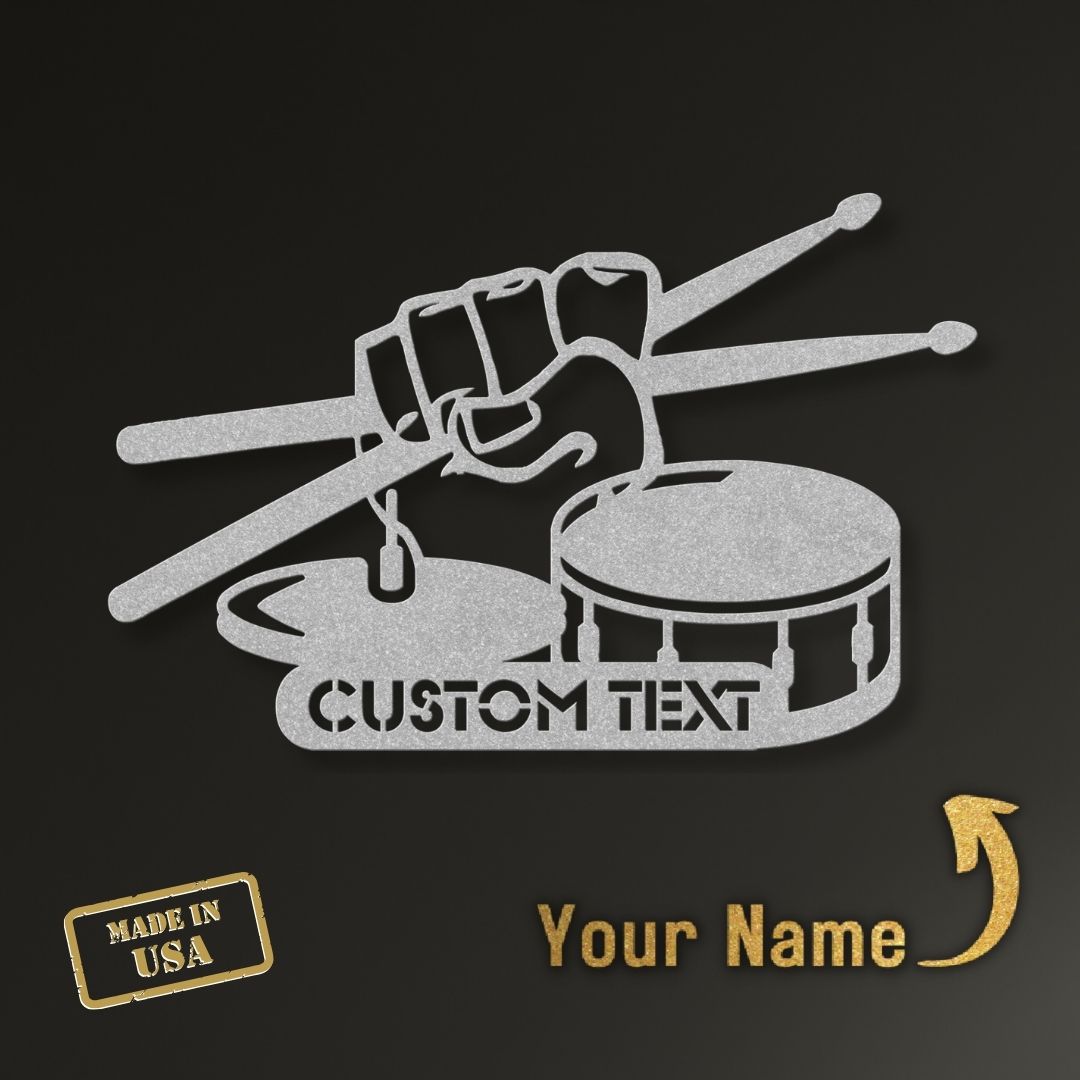 custom metal wall art drummer with custom name
