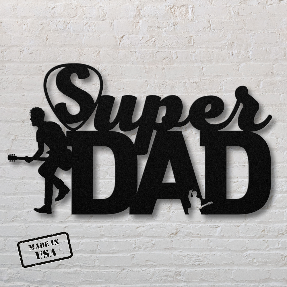 Guitarist dad metal wall sign 