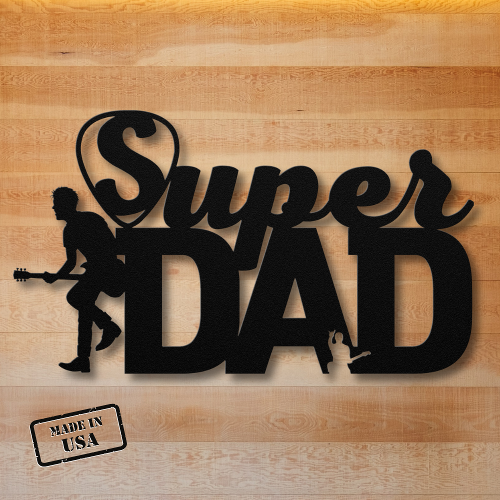 Guitarist dad metal wall sign 