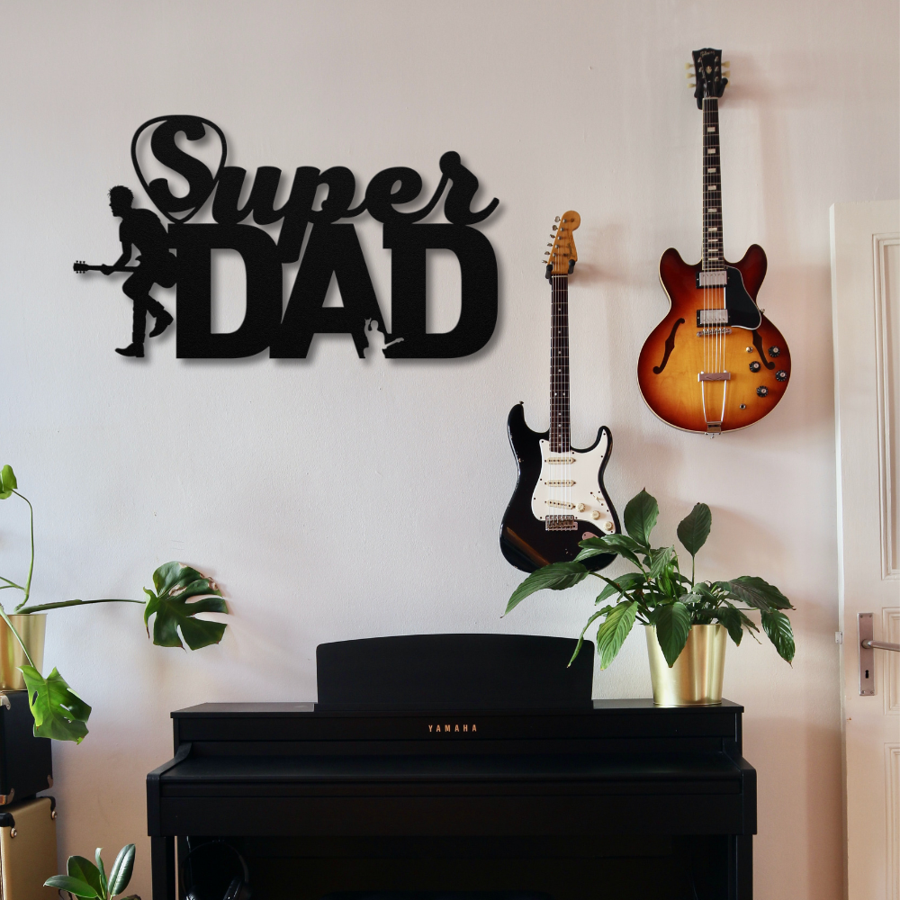 Guitarist dad metal wall sign 