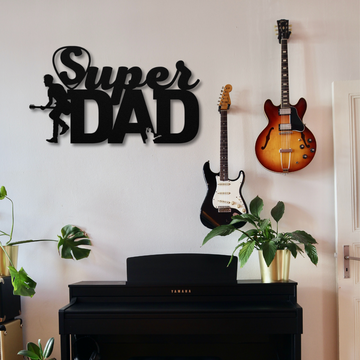 Super Guitarist Dad Sign | Metal Wall Art