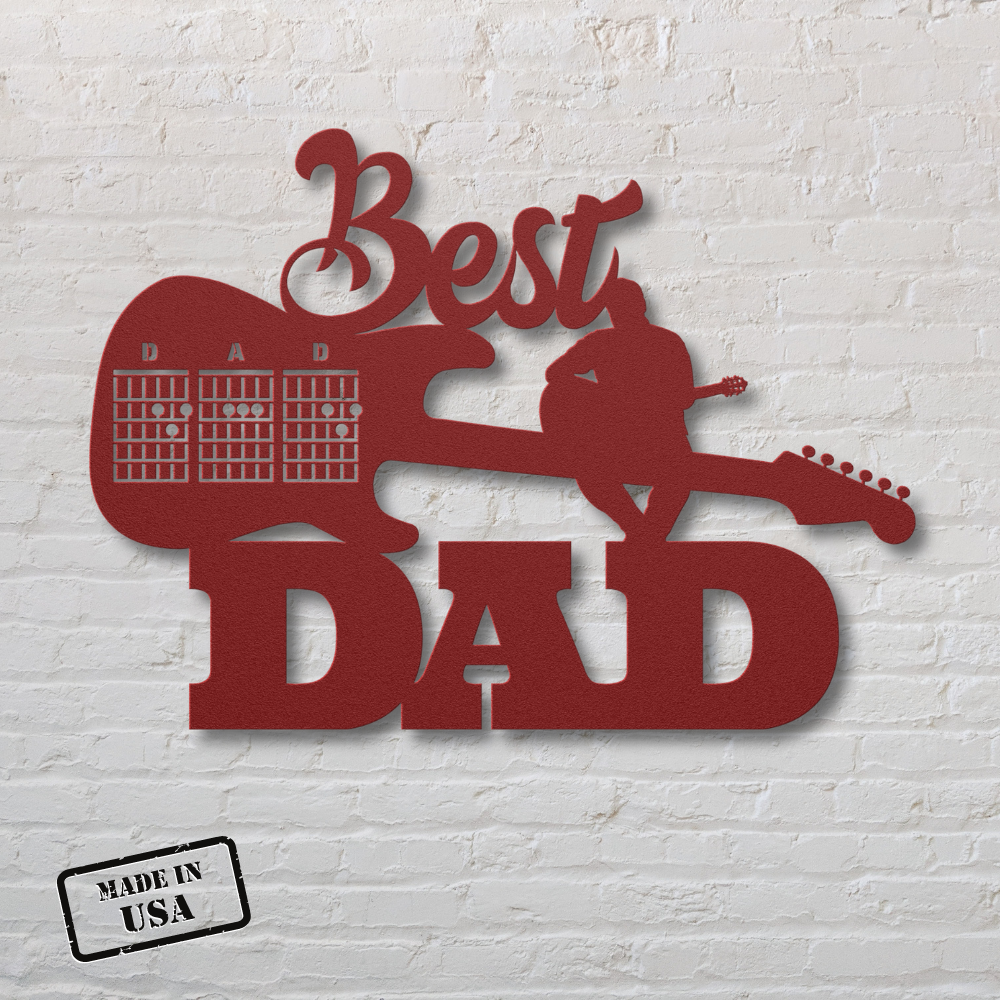 Top Dad Sign Best Dad Sign with sitting Guitarist | Metal Wall Art