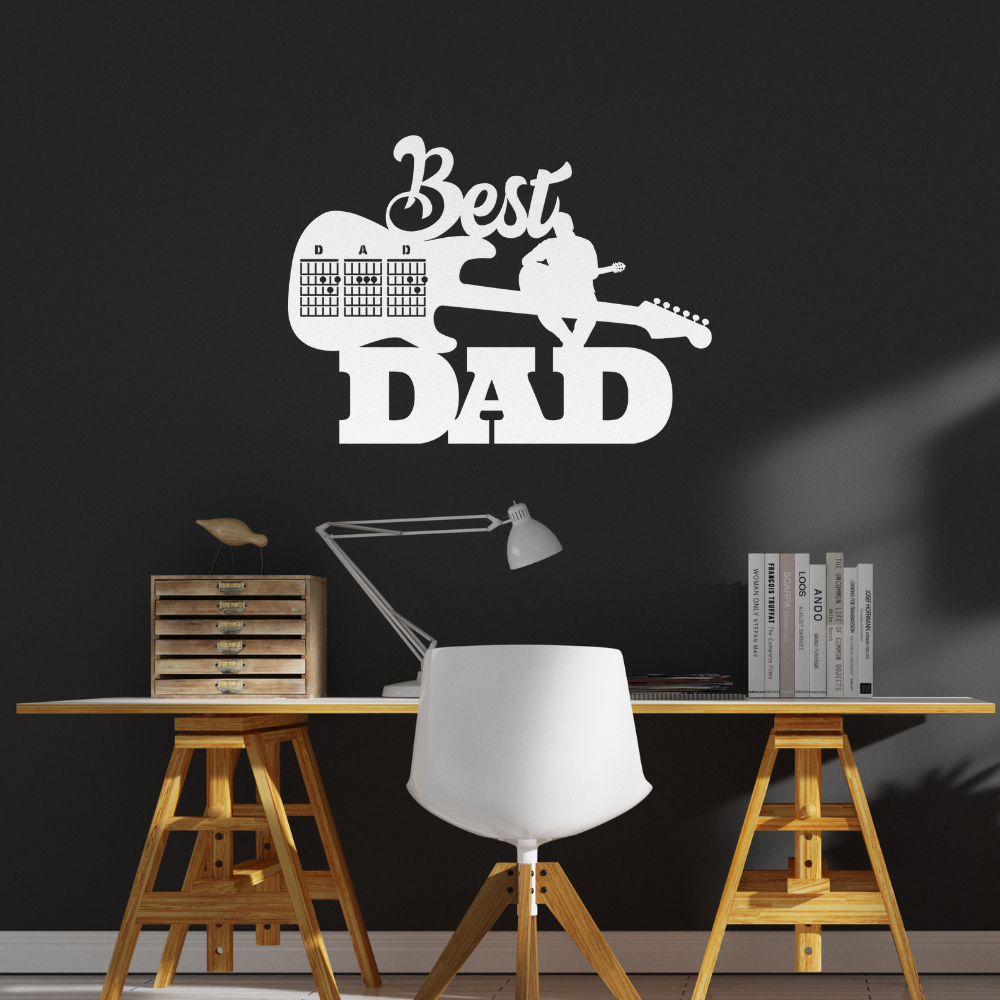 Top Dad Sign Best Dad Sign with sitting Guitarist | Metal Wall Art