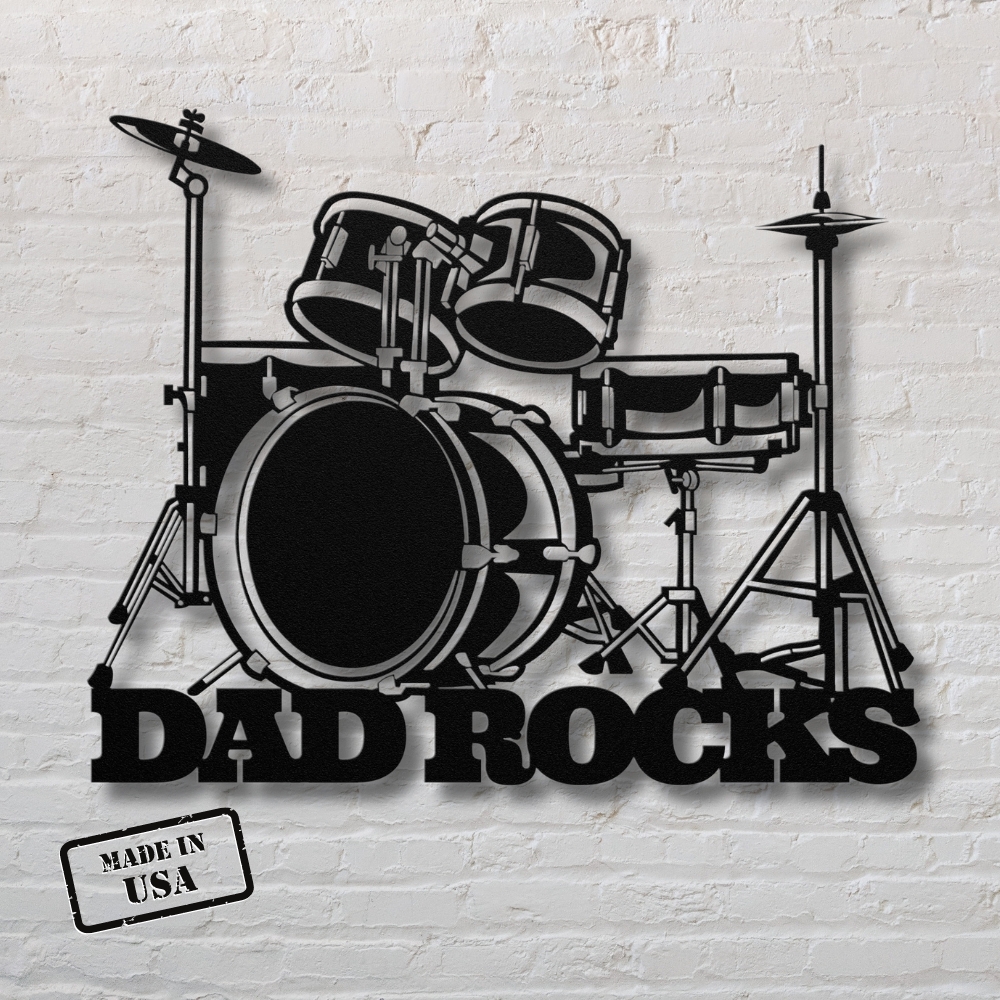 Drummer dad metal wall sign dad rocks father's day gift