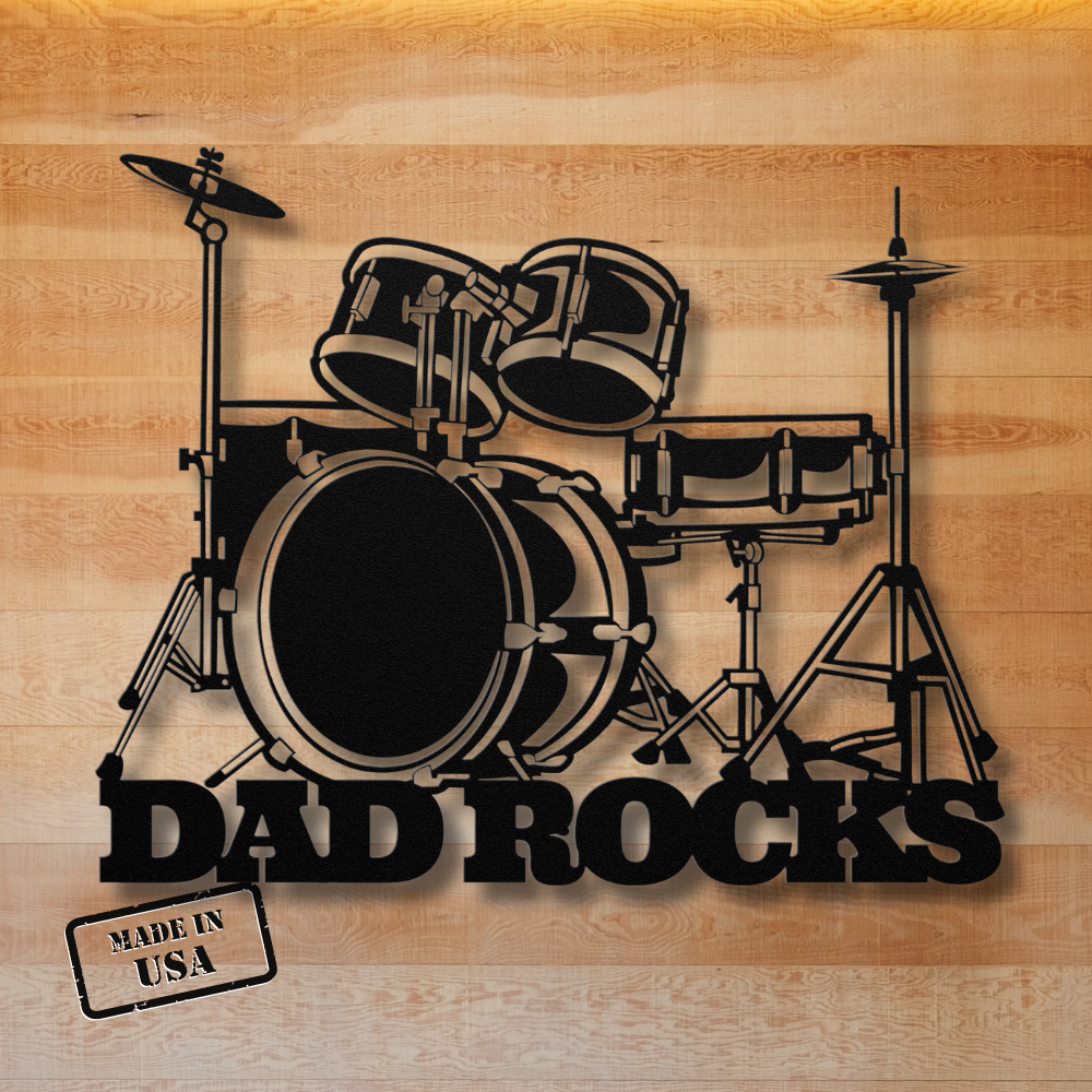 Drummer dad metal wall sign dad rocks father's day gift