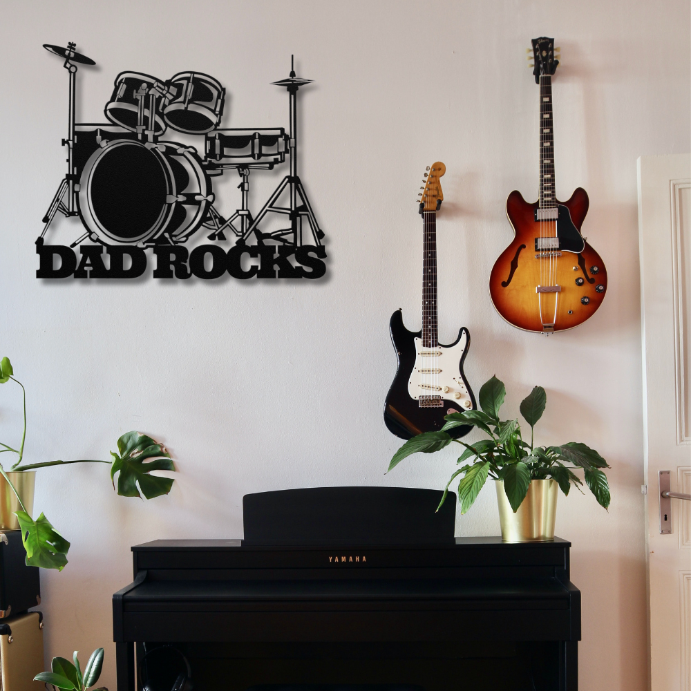 Drummer dad metal wall sign dad rocks father's day gift