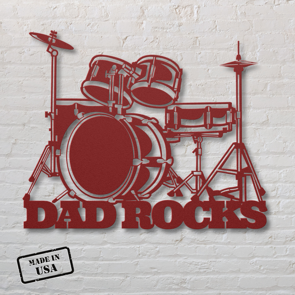 Drummer dad metal wall sign dad rocks father's day gift