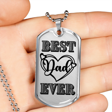 Best Dad Ever Heart Dog Tag Necklace | Military Style Necklace SDT-DTD-0101