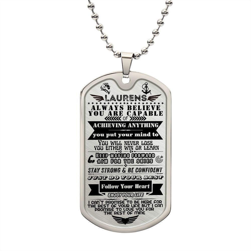 Dog Tag Necklace | Always Believe You Are Capable