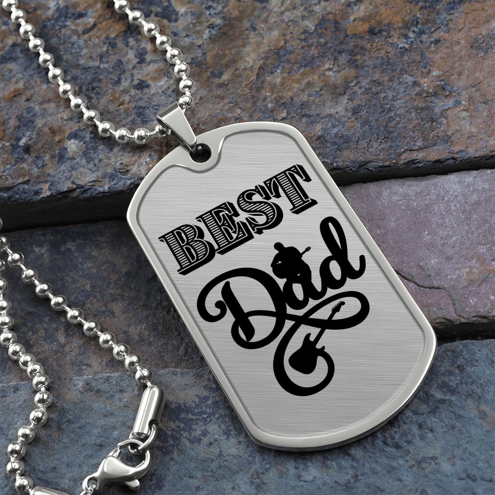 Best Dad Electric Guitarist Dog Tag Necklace for Guitarist | Military Style Necklace SDT-DTD-0103
