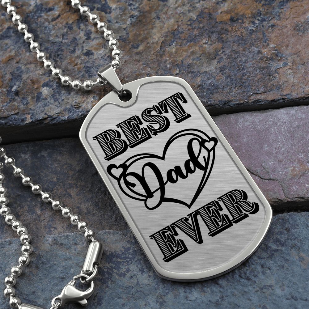 Best Dad Ever Heart Dog Tag Necklace for Guitarist | Military Style Necklace SDT-DTD-0101