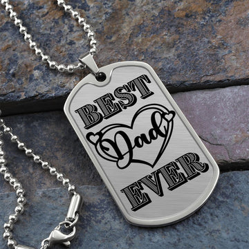 Best Dad Ever Heart Dog Tag Necklace | Military Style Necklace SDT-DTD-0101