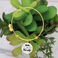 A Personalized Made to Worship Drums Round Pendant Bangle in silver with a sheet music design rests on a potted succulent with thick green leaves, making it a thoughtful worship team appreciation gift or personalized present for a drummer.