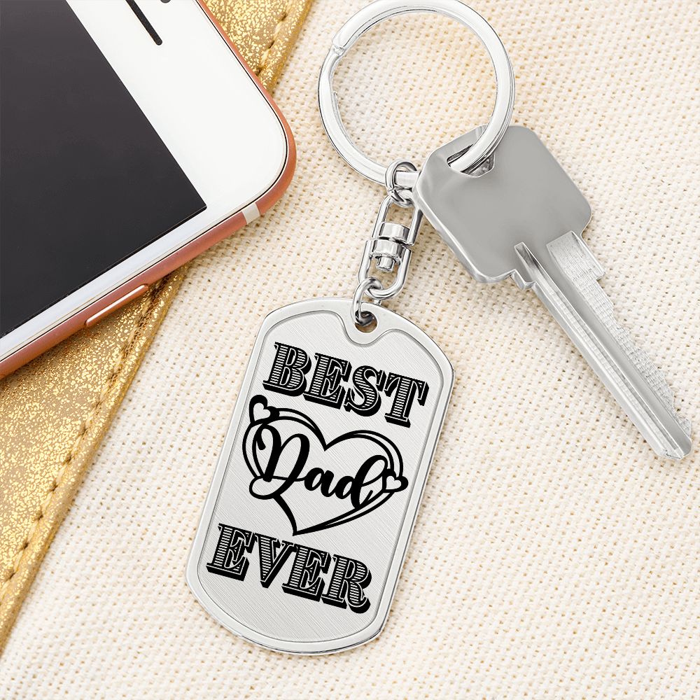 Best Dad Ever Heart Dog Tag Keychain | Military Style Keychain SDT-DTK-0101