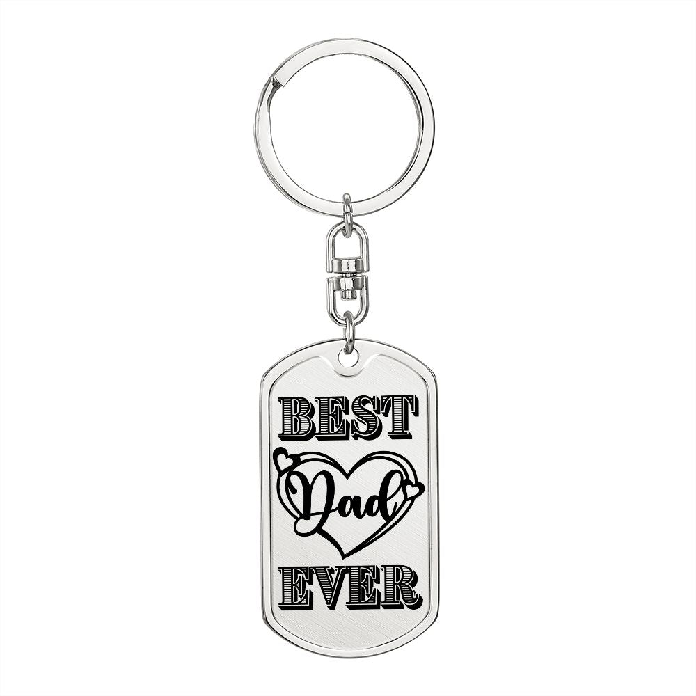 Best Dad Ever Heart Dog Tag Keychain | Military Style Keychain SDT-DTK-0101