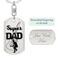 Super Dad Guitarist Guitar Dog Tag Keychain for Guitarist | Military Style Keychain SDT-DTK-0105