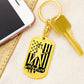 Dad Text with Guitarist Figures, USA Flag, Guitarist Outline Dog Tag Keychain for Guitarist | Military Style Keychain SDT-DTK-0109