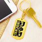 Dad Rocks Text with Guitarist Figures Dog Tag Keychain for Guitarist | Military Style Keychain SDT-DTK-0114
