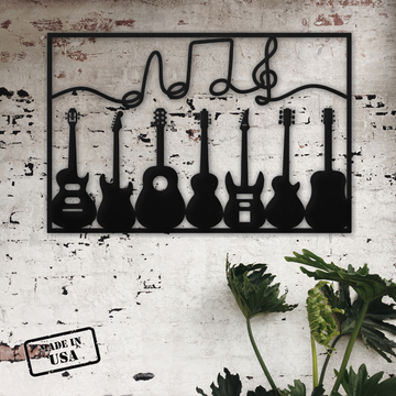 Multiple Guitars Wall Sign | Metal Wall Art