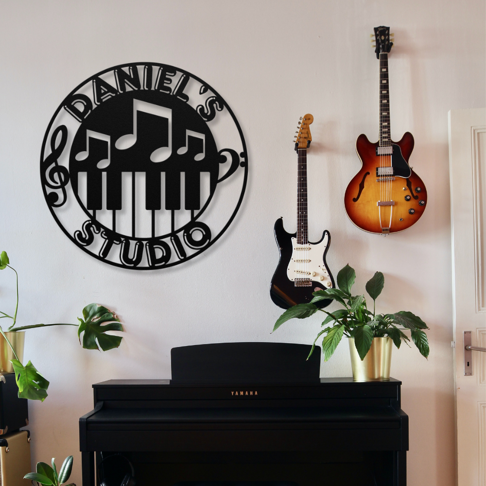 custom sign for piano player with personalized text for pianist black metal wall art