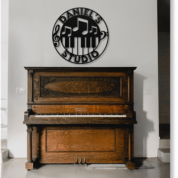 Piano Circle Sign with Custom Text | Custom Metal Wall Art