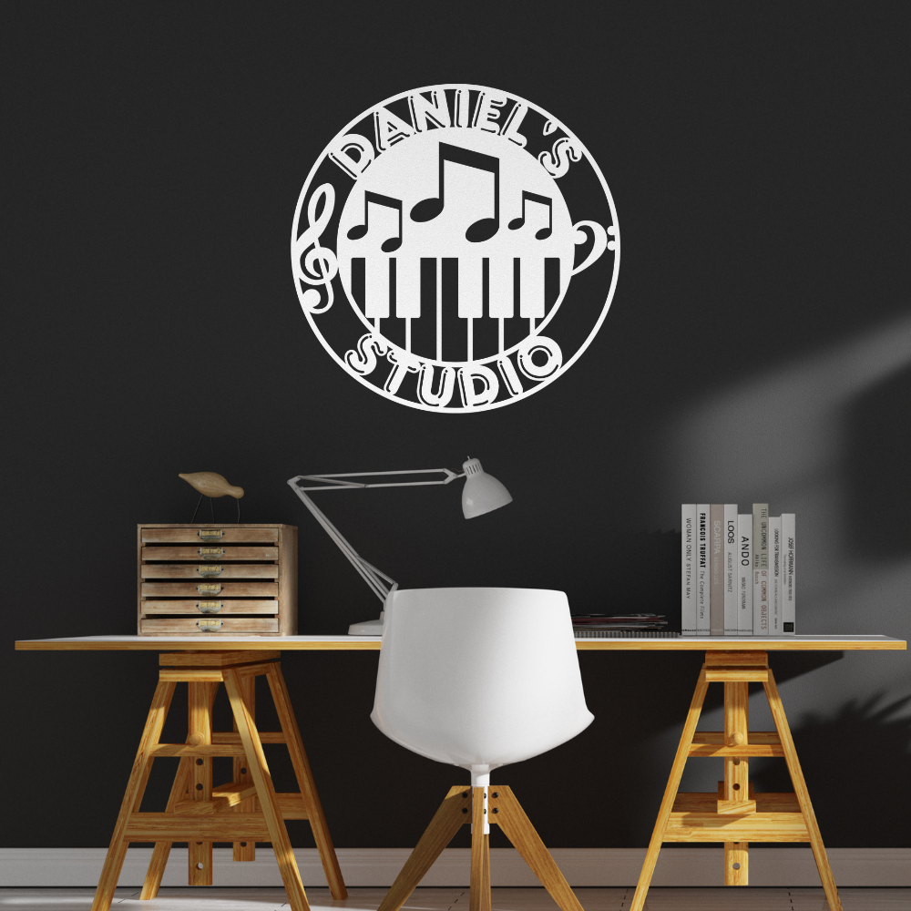 custom sign for piano player with personalized text for pianist white metal wall art