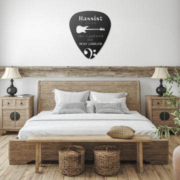 Pick Sign with Bassist Definition | Metal Wall Art