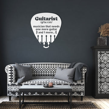Pick Sign with Guitarist Definition | Metal Wall Art