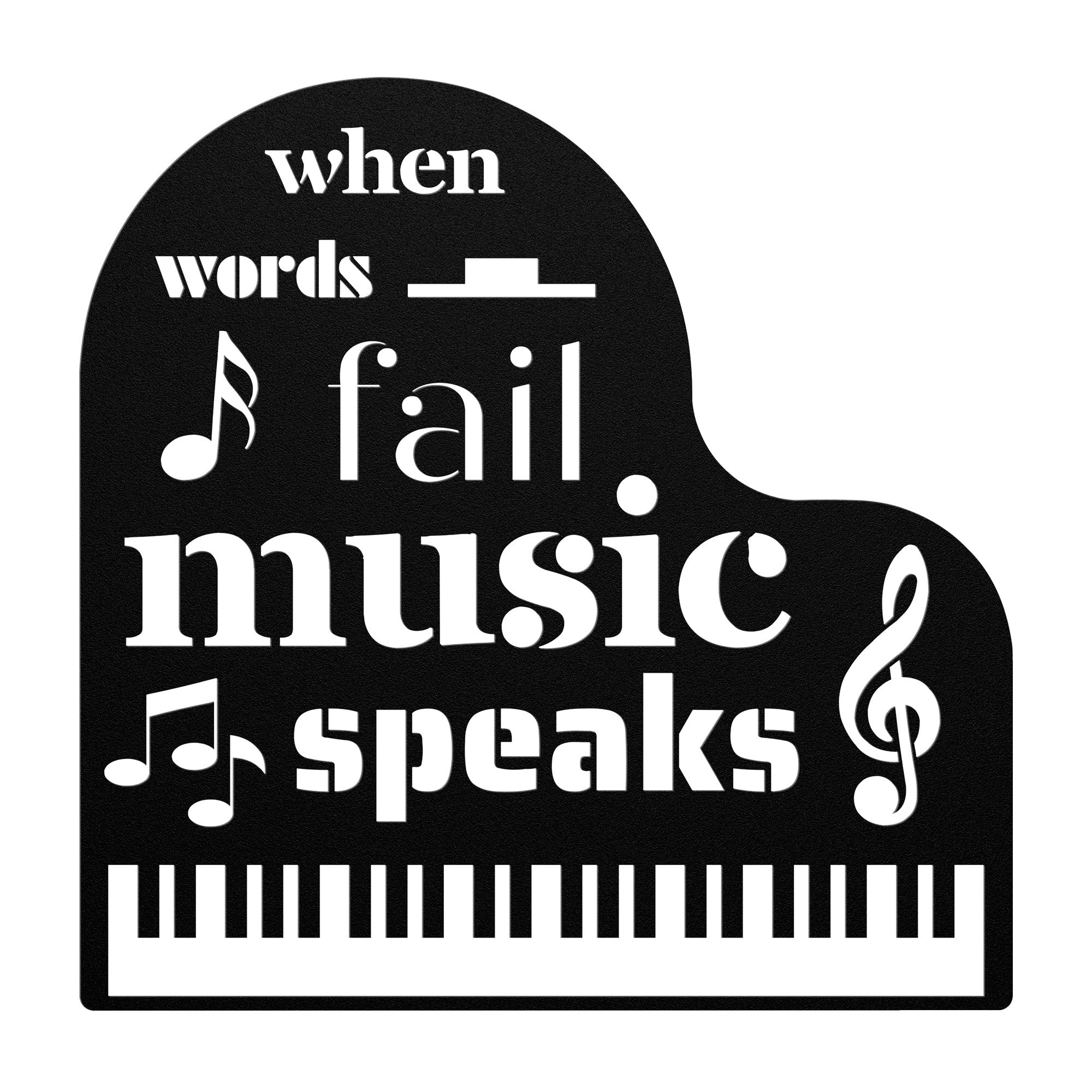 When Words Fail Music Speaks Grand Piano | Metal Wall Art