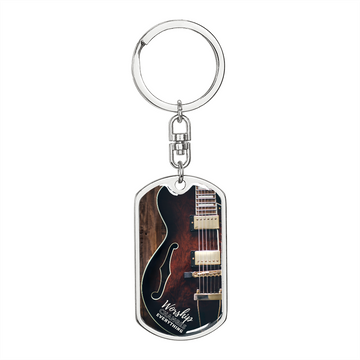 Worship Changes Everything | Electric Guitar Hollow | Dog Tag Keychain