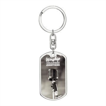 Worship Changes Everything | Microphone Grey | Dog Tag Keychain
