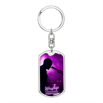 Worship Changes Everything | Guitarist and Mic | Dog Tag Keychain