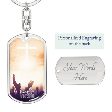 Worship YHWH | Raised Hands | Dog Tag Keychain