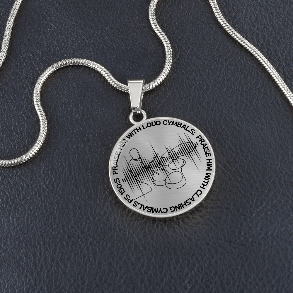 Praise Him With Loud Cymbals | Drummer | Sound Wave | Necklace Circle Pendant