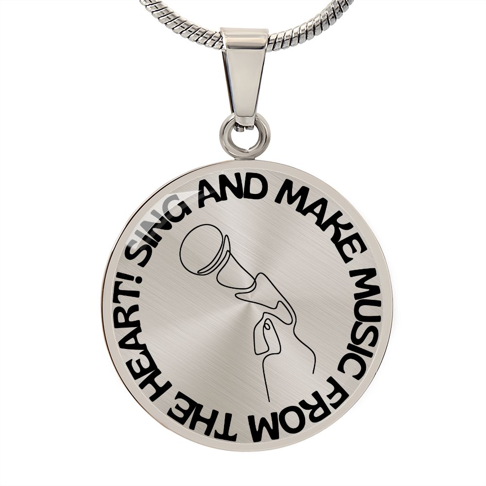 Sing & Make Music From The Heart | Mic | Necklace Circle Pendant