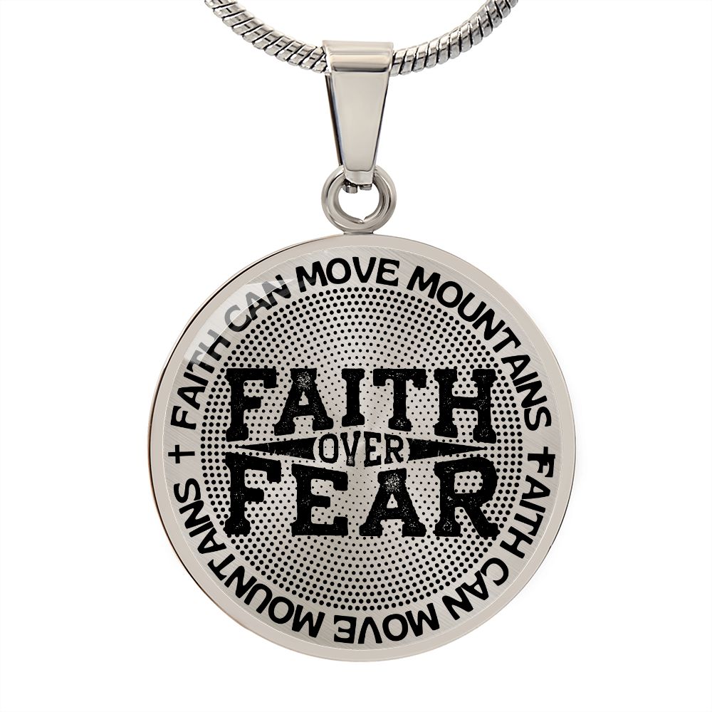 Faith Can Move Mountains | Faith Over Fear | Dots | Necklace Circle Pendant