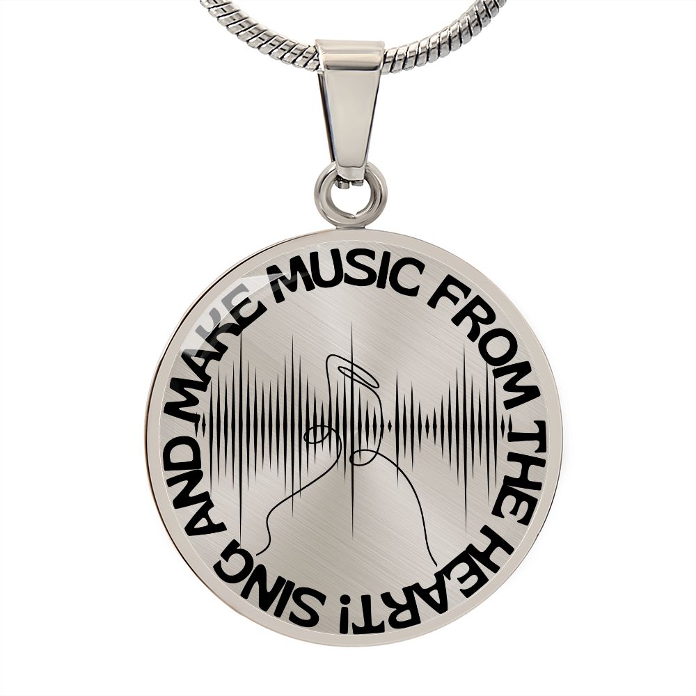 Sing & Make Music From The Heart | Music Notes | Sound Wave | Necklace Circle Pendant