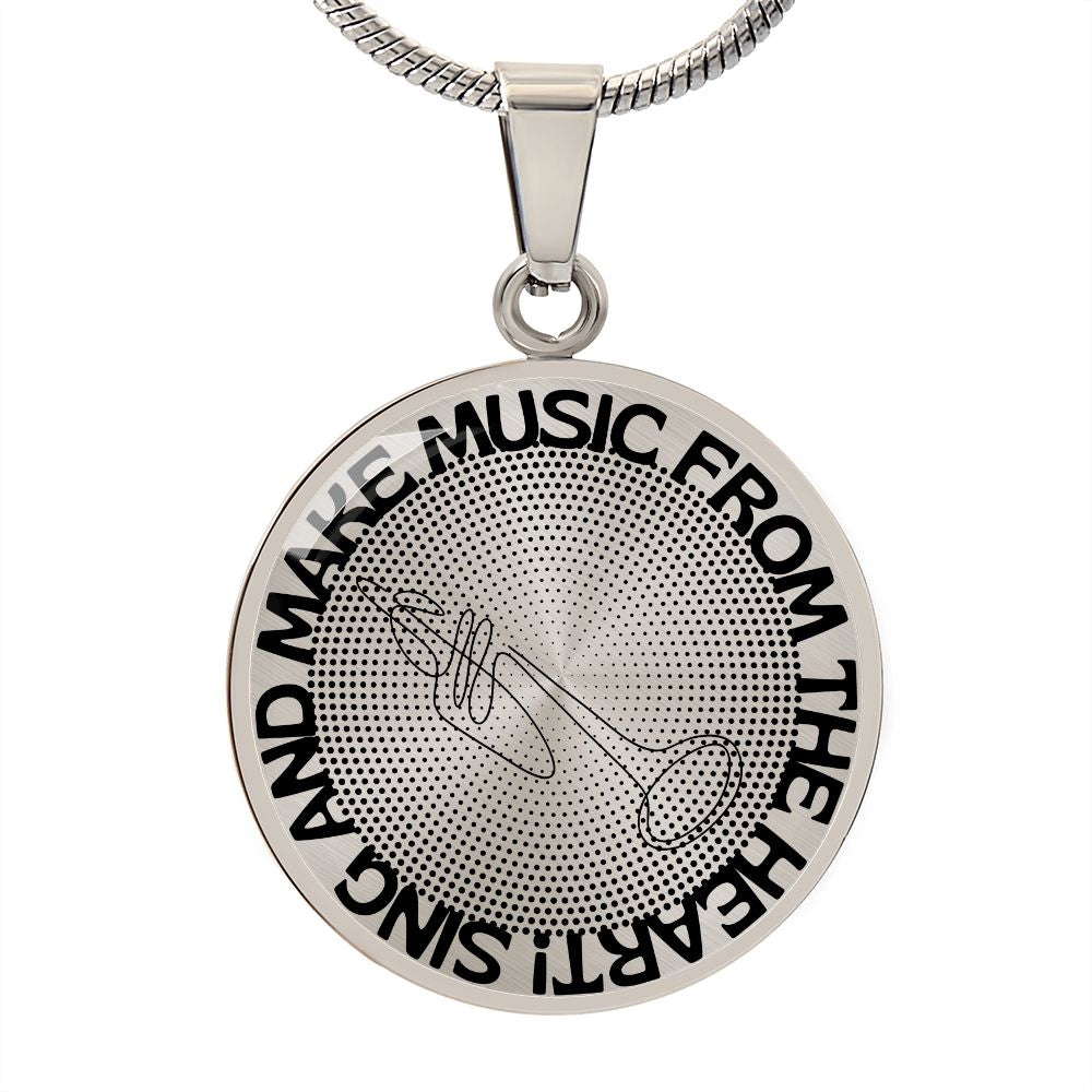 Sing & Make Music From The Heart | Trumpet | Dots | Necklace Circle Pendant