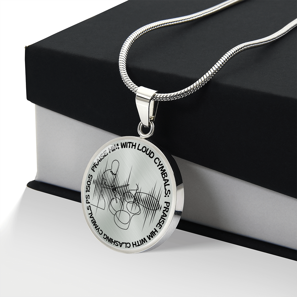Praise Him With Loud Cymbals | Drummer | Sound Wave | Necklace Circle Pendant
