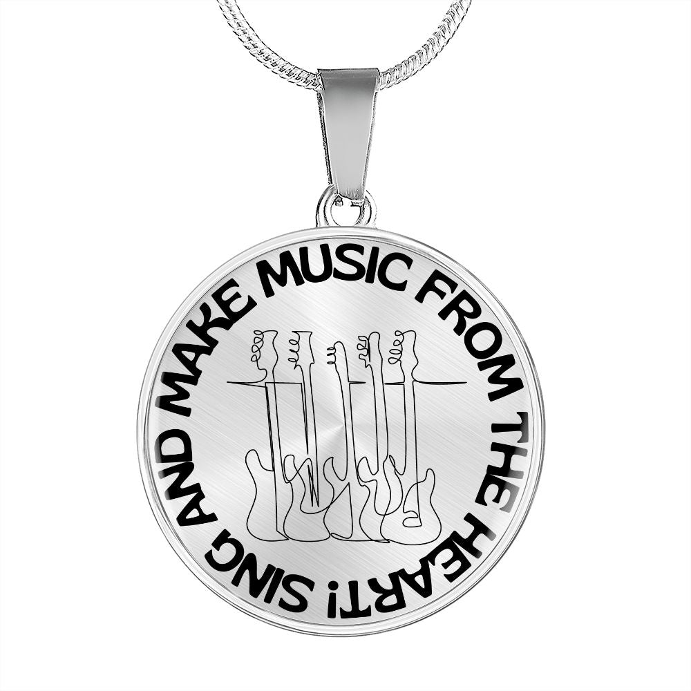 Sing & Make Music From The Heart | Guitars | Necklace Circle Pendant