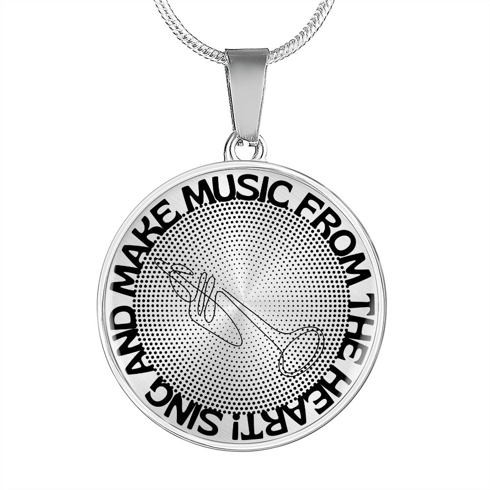 Sing & Make Music From The Heart | Trumpet | Dots | Necklace Circle Pendant