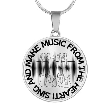 Sing & Make Music From The Heart | Guitars | Sound Wave | Necklace Circle Pendant