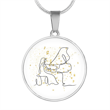 Grand Piano Gold Stars | Circle Pendant Necklace | Gift for Pianist