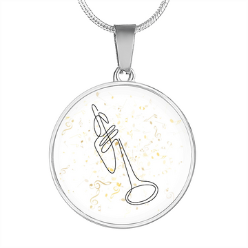 Trumpet Music Note | Circle Pendant Necklace | Gift for Trumpetist
