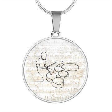 Drummer Sheet Music | Circle Pendant Necklace | Gift for Drummer