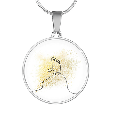 Music Notes Gold Splatter | Circle Pendant Necklace | Gift for Musician