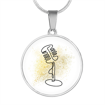 Vintage Microphone Gold Splatter | Circle Pendant Necklace | Gift for Singer