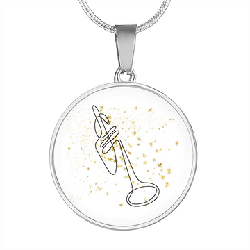 Trumpet Gold Stars | Circle Pendant Necklace | Gift for Trumpetist