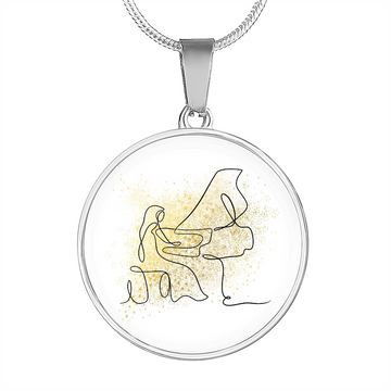 Grand Piano Gold Splatter | Circle Pendant Necklace | Gift for Pianist
